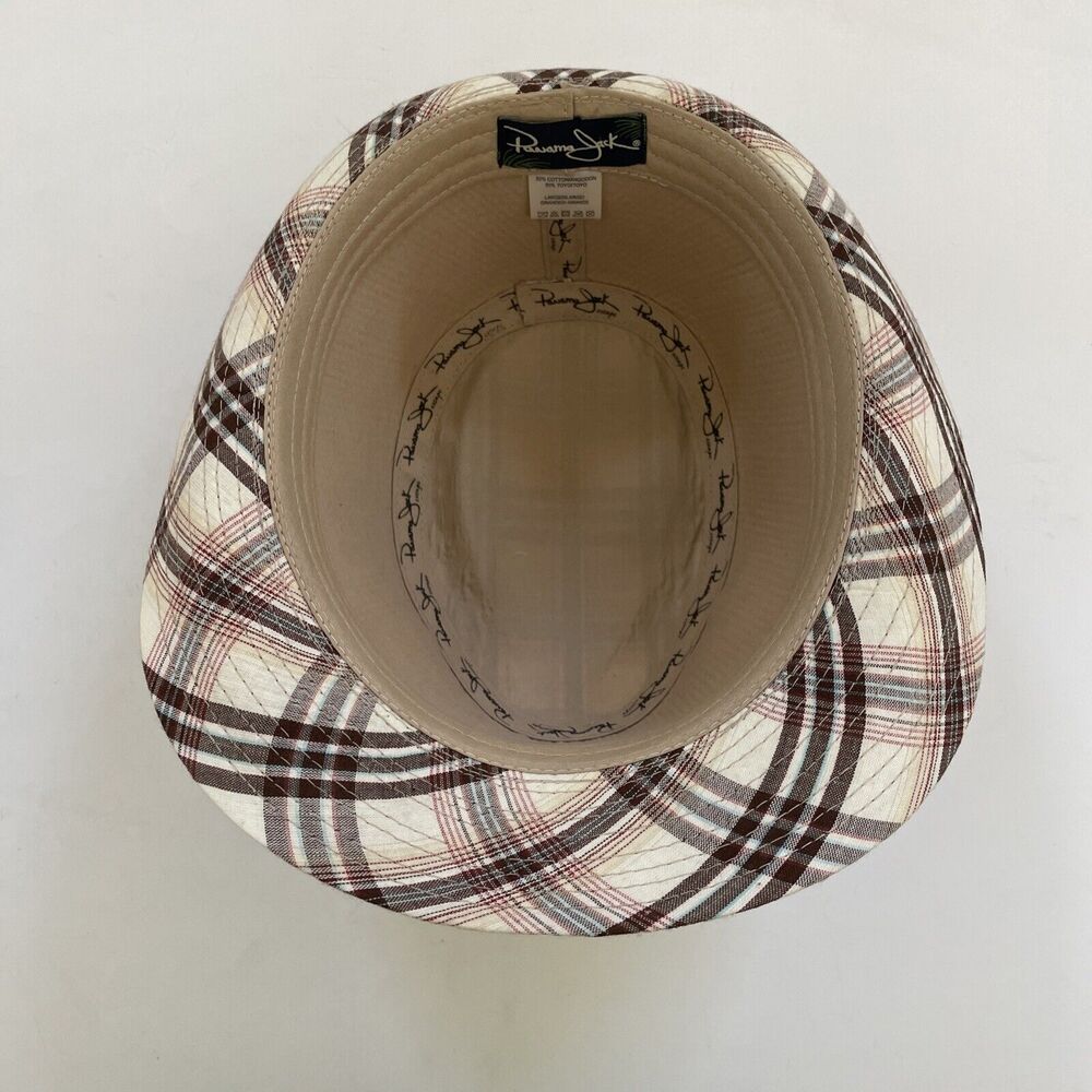 Vintage Panama Jack Fedora Palm Tree Plaid Pattern Beachy Preppy EUC LARGE/XL - Picture 8 of 11